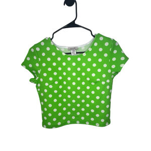 April Lime Green And White Polkadot Short Sleeve Baby Tee Shirt